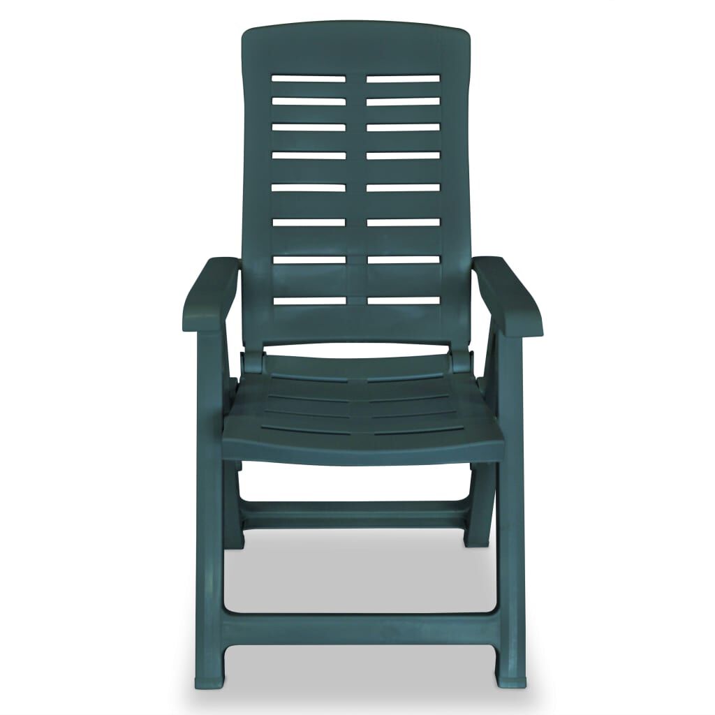 vidaXL Reclining Garden Chairs 2 pcs Plastic Green