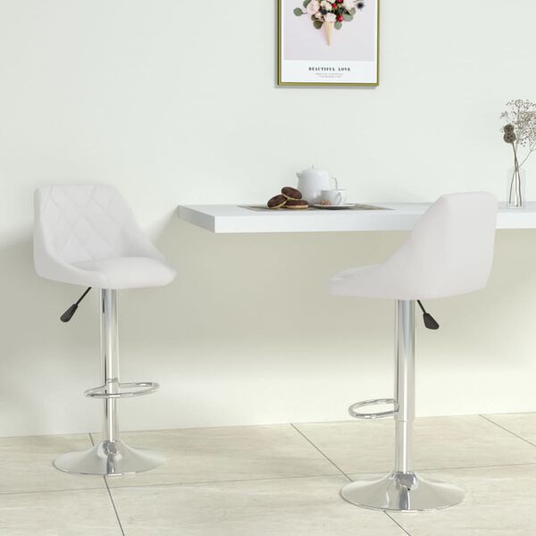 vidaXL Bar Stools 2 pcs White Faux Leather
