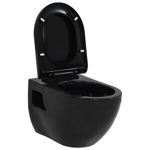 vidaXL Wall-Hung Toilet Ceramic Black