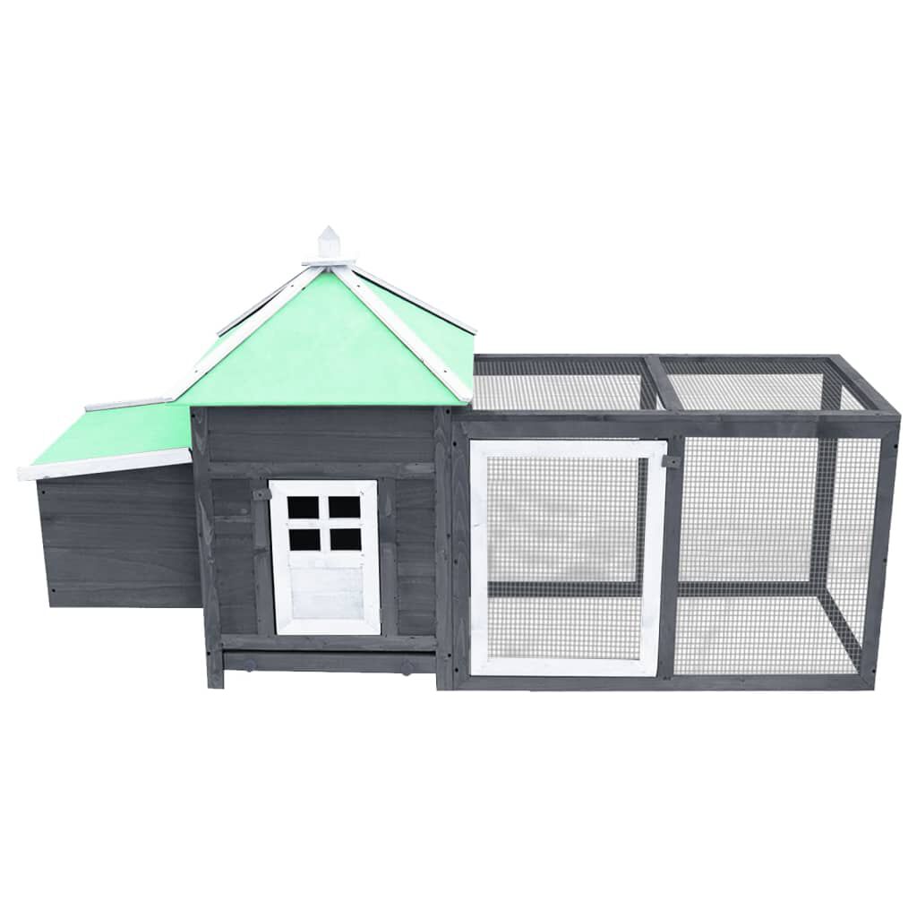vidaXL Chicken Coop with Nest Box Grey 190x72x102 cm Solid Firwood