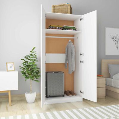 vidaXL Wardrobe White 90x52x200 cm Engineered Wood, white vidaXL Wardrobe White 90x52x200 cm Engineered Wood
