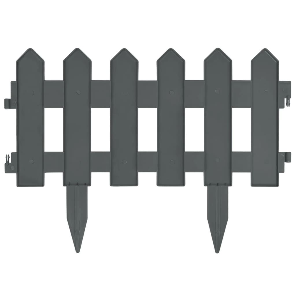 vidaXL Lawn Edgings 25 pcs Anthracite 10 m PP