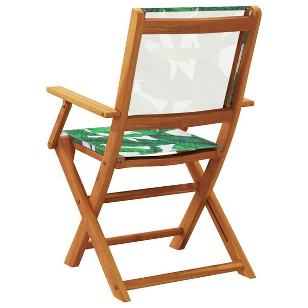 vidaXL Garden Chairs 2 pcs Leaf Pattern Solid Wood Acacia and Fabric