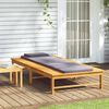 vidaXL Sun Lounger with Dark Grey Cushion and Pillow Solid Wood Acacia