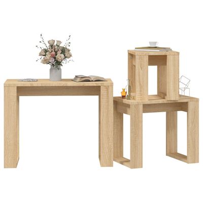 vidaXL Nesting Tables 3 pcs Sonoma Oak Engineered Wood, sonoma oak vidaXL Nesting Tables 3 pcs Sonoma Oak Engineered Wood