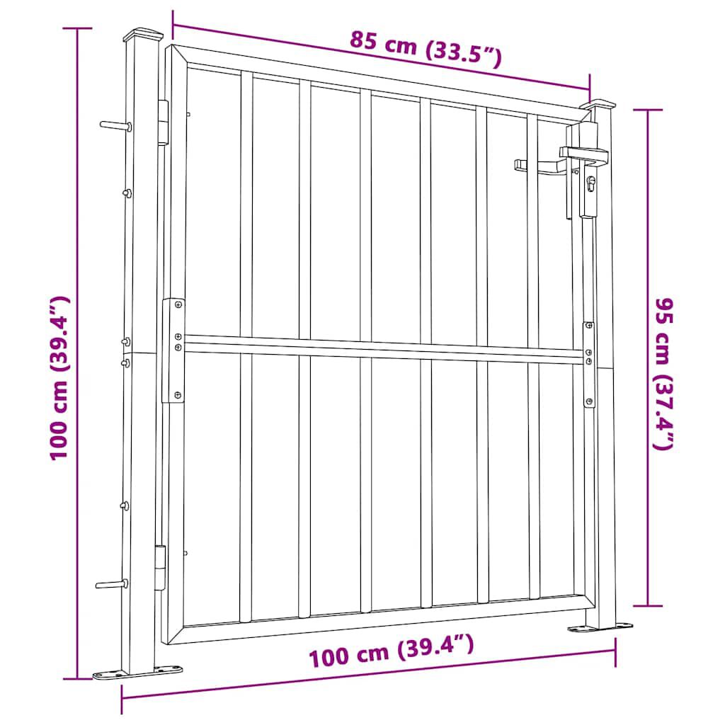 vidaXL Garden Gate 100x100 cm Stainless Steel