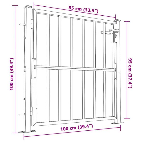 vidaXL Garden Gate 100x95 cm Stainless Steel