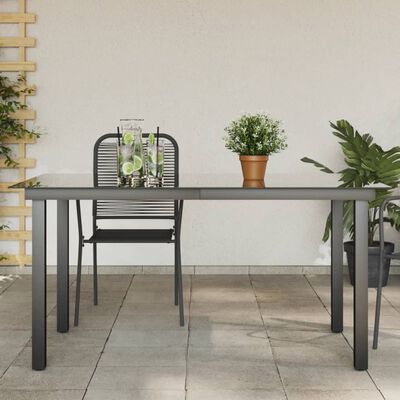 vidaXL Garden Table Black 150x90x74 cm Aluminium and Glass,  vidaXL Garden Table Black 150x90x74 cm Aluminium and Glass