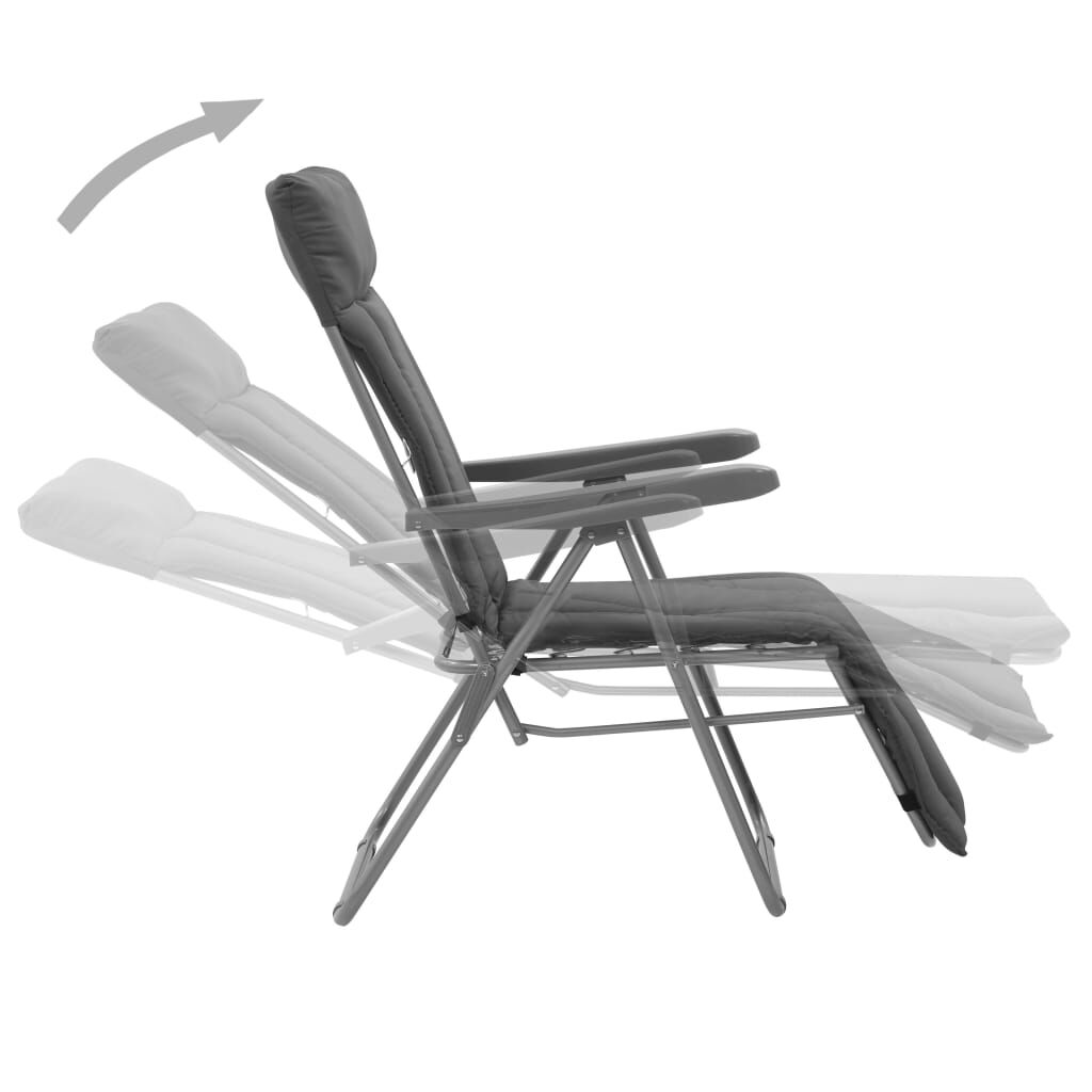 vidaXL Folding Garden Chairs with Cushions 2 pcs Grey
