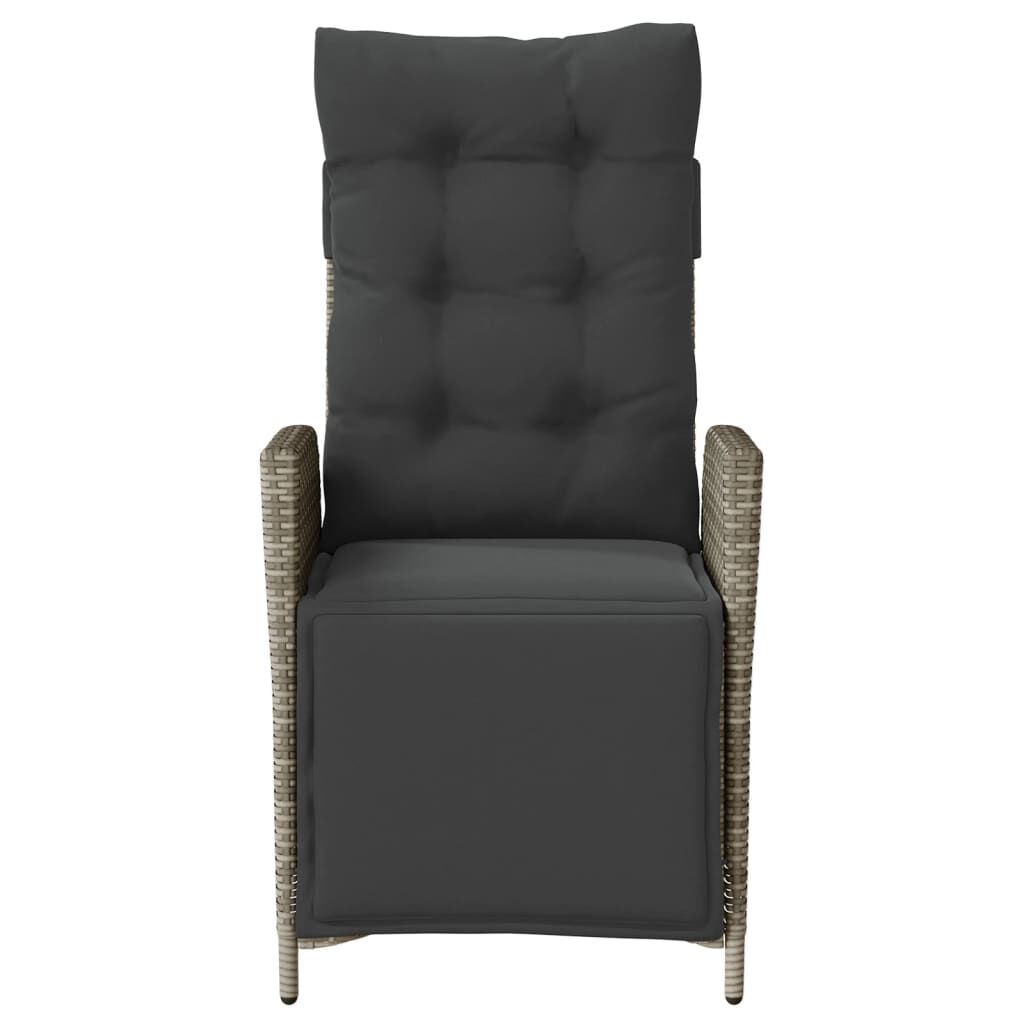 vidaXL Reclining Garden Chairs 2 pcs with Footrest Grey Poly Rattan