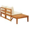 vidaXL Garden Bench with Table Cream White Cushions Solid Acacia Wood