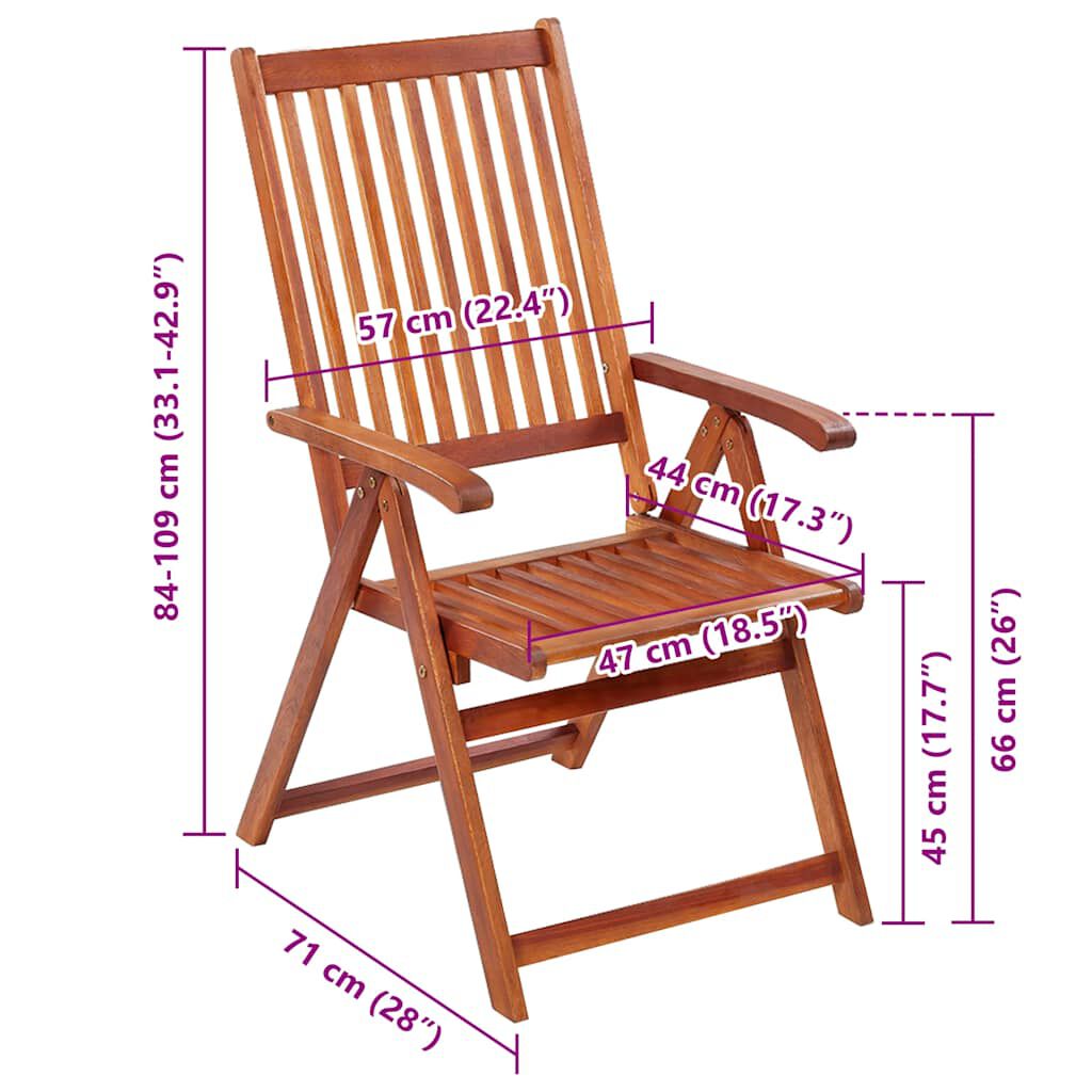 vidaXL Folding Garden Chairs 2 pcs Solid Acacia Wood Brown