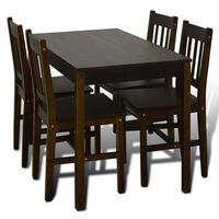 vidaXL Dining Set 5 Pieces Pine Wood Brown, dark brown vidaXL Dining Set 5 Pieces Pine Wood Brown
