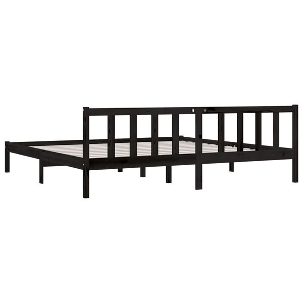 vidaXL Bed Frame without Mattress Black Solid Wood Super King Size