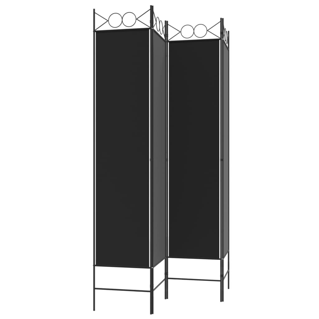 vidaXL 4-Panel Room Divider Black 160x200 cm Fabric