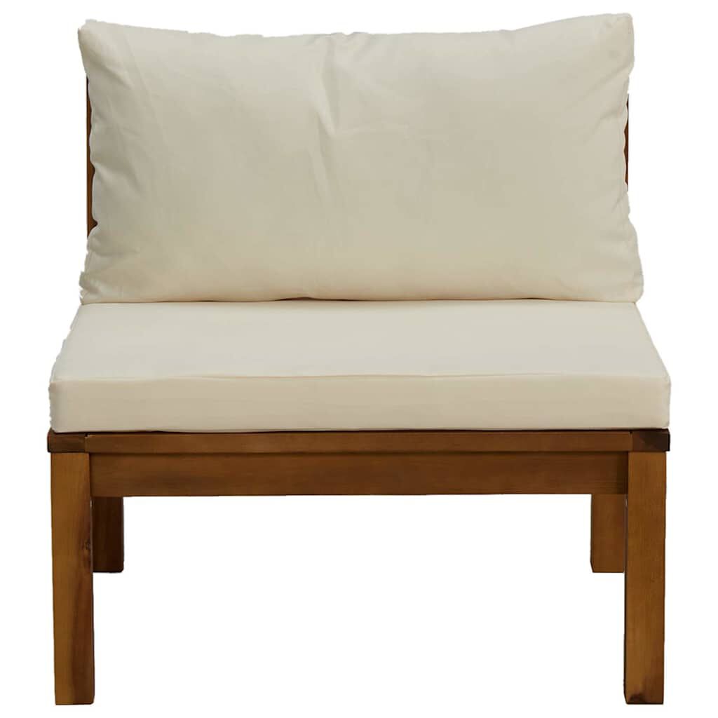 vidaXL 3 Piece Garden Lounge Set with Cream White Cushions Acacia Wood