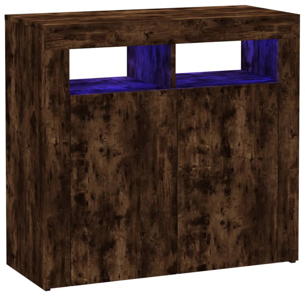 vidaXL Sideboard with LED Lights Smoked Oak 80x35x75 cm