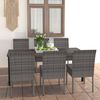 vidaXL 7 Piece Garden Dining Set Poly Rattan Grey