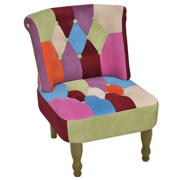 vidaXL French Chair with Patchwork Design Fabric