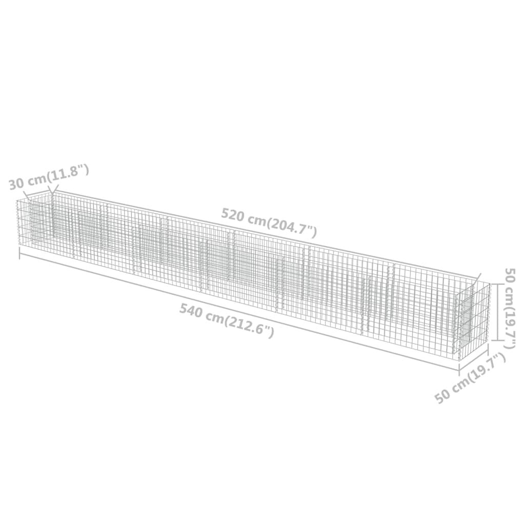vidaXL Gabion Raised Bed Galvanised Steel 540x50x50 cm