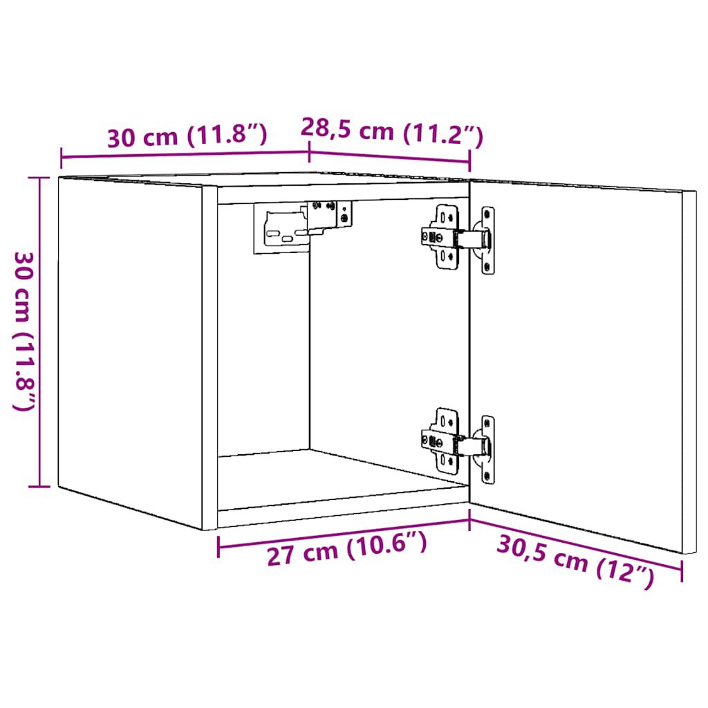 vidaXL Wall Mounted TV Cabinets 2 pcs Sonoma Oak 30.5x30x30 cm