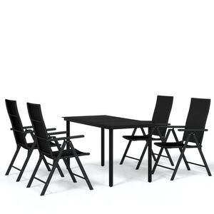 vidaXL 5 Piece Garden Dining Set Black