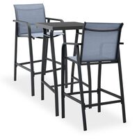 vidaXL 3 Piece Garden Bar Set Black and Grey, black and grey vidaXL 3 Piece Garden Bar Set Black and Grey