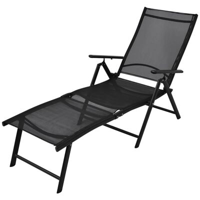 vidaXL Folding Sun Lounger Aluminium Black,  vidaXL Folding Sun Lounger Aluminium Black