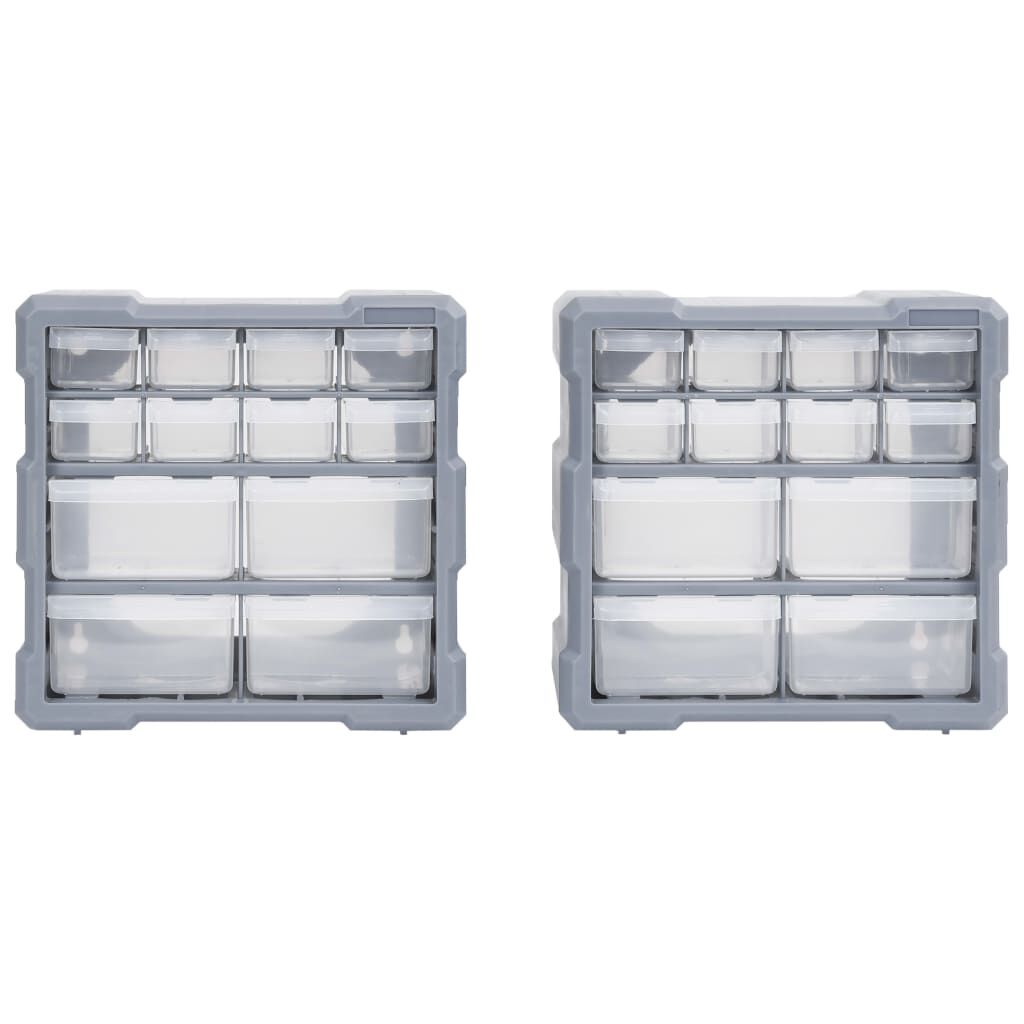 vidaXL Multi-drawer Organisers with 12 Drawers 2 pcs 26.5x16x26 cm