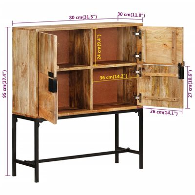 vidaXL Highboard 80x30x95 cm Solid Rough Wood Mango,  vidaXL Highboard 80x30x95 cm Solid Rough Wood Mango