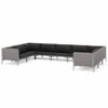 vidaXL 9 Piece Garden Lounge Set with Cushions Poly Rattan Dark Grey