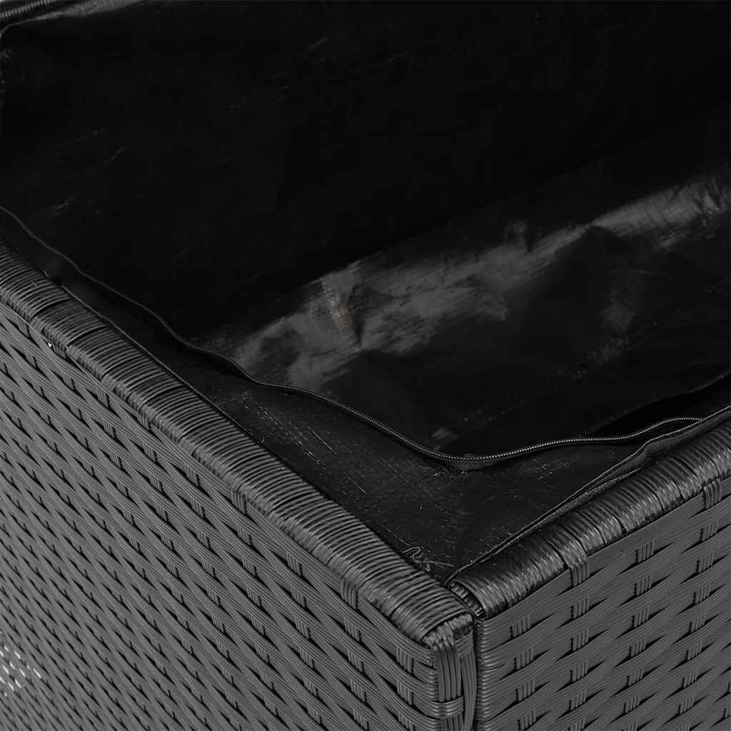 vidaXL Garden Storage Box Black 110x50x54 cm Poly Rattan Acacia Wood