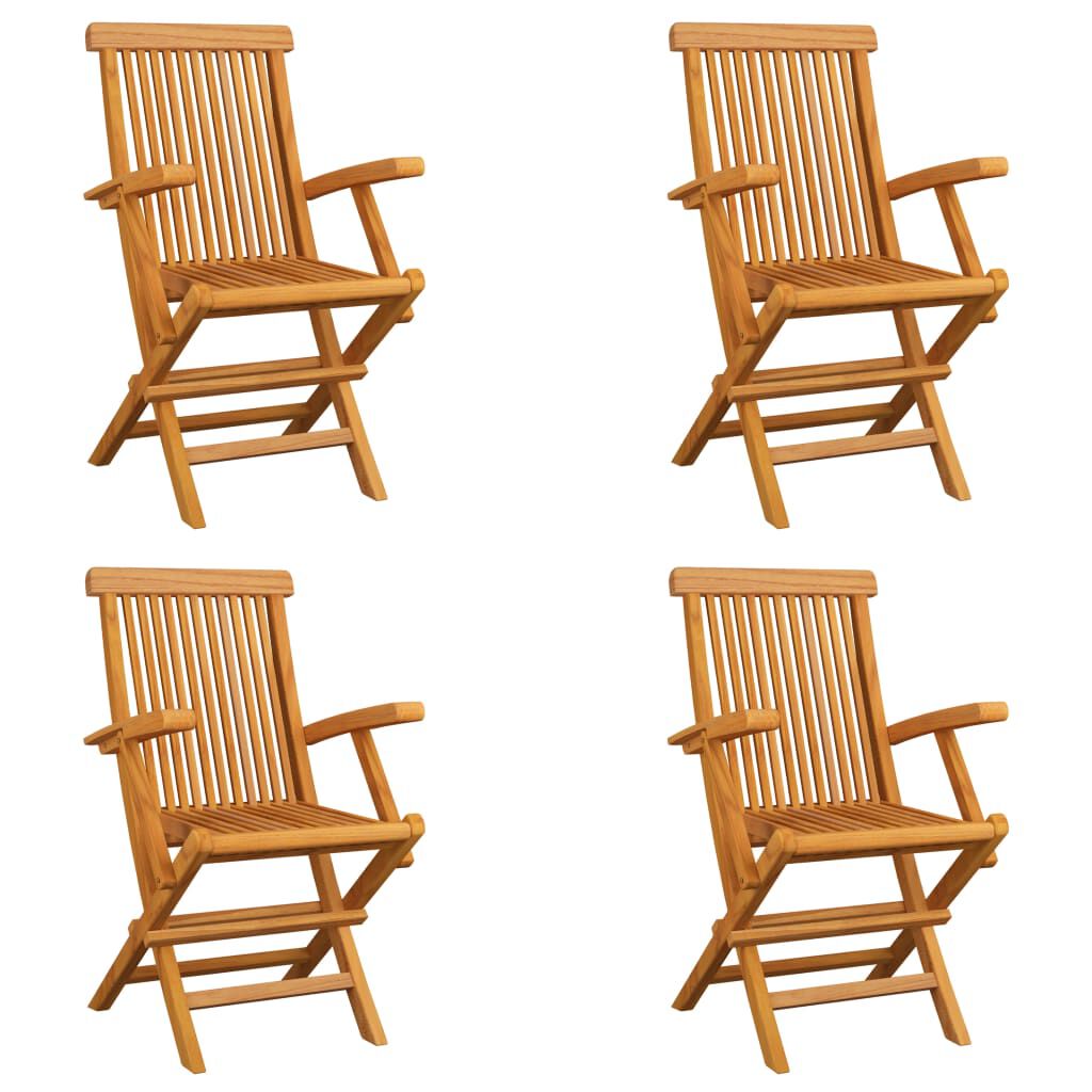 vidaXL Folding Garden Chairs 4 pcs Solid Teak Wood