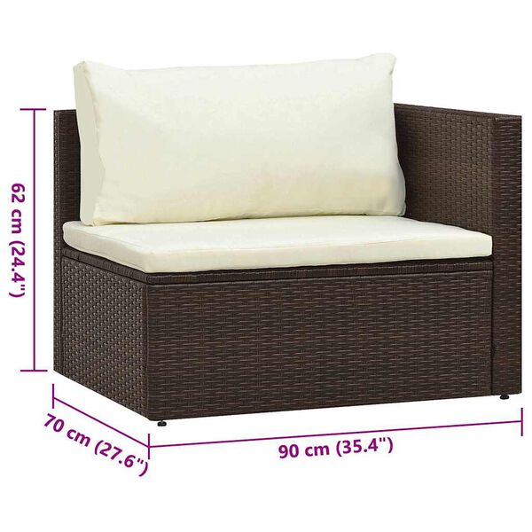 vidaXL 5 Piece Garden Lounge Set with Cushions Poly Rattan Brown