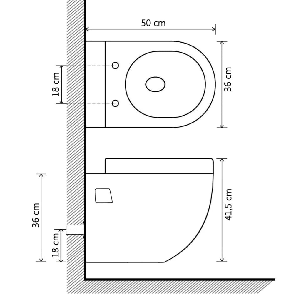 vidaXL Wall-Hung Toilet Ceramic Black