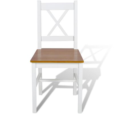 vidaXL Dining Chairs 4 pcs White Pinewood, white and beige vidaXL Dining Chairs 4 pcs White Pinewood