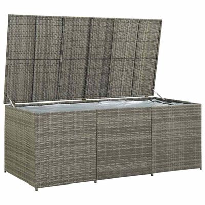 vidaXL Garden Storage Box Poly Rattan 180x90x70 cm Grey, grey vidaXL Garden Storage Box Poly Rattan 180x90x70 cm Grey