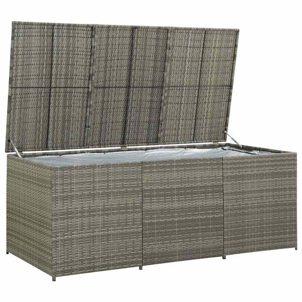 vidaXL Garden Storage Box Poly Rattan 180x90x70 cm Grey