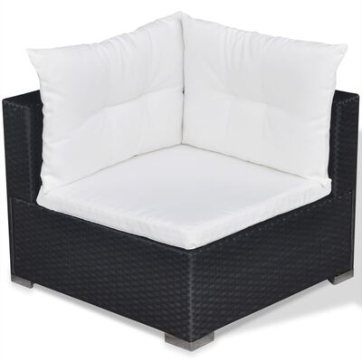 vidaXL 5 Piece Garden Lounge Set with Cushions Poly Rattan Black, black vidaXL 5 Piece Garden Lounge Set with Cushions Poly Rattan Black