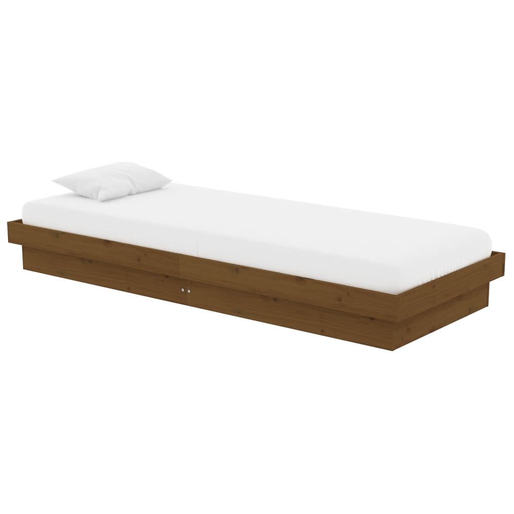 vidaXL Bed Frame without Mattress Honey Brown Solid Wood Small Single