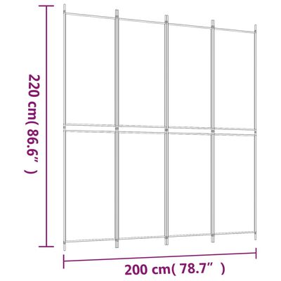 vidaXL 4-Panel Room Divider White 200x220 cm Fabric