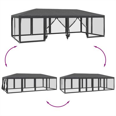 vidaXL Party Tent with 12 Mesh Sidewalls Anthracite 8x4 m HDPE, anthracite vidaXL Party Tent with 12 Mesh Sidewalls Anthracite 8x4 m HDPE