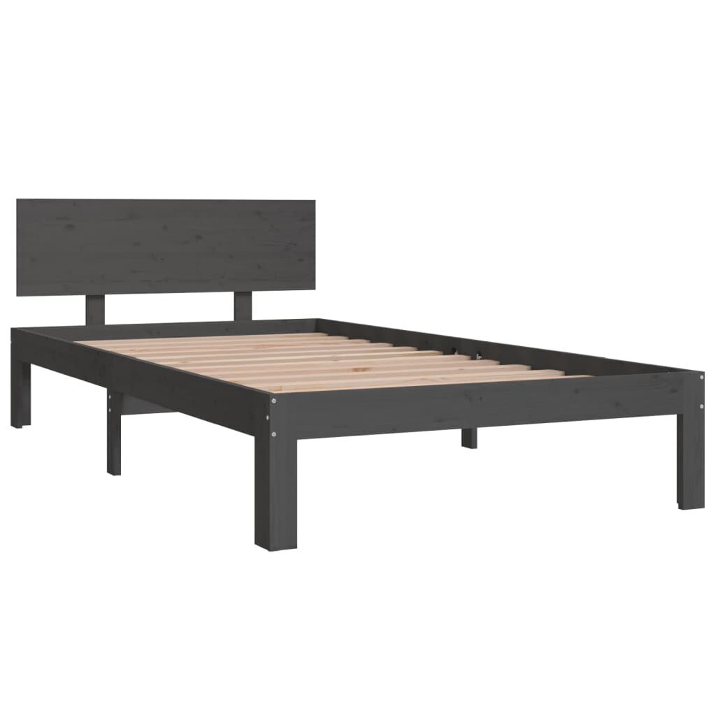 vidaXL Bed Frame without Mattress Grey Solid Wood Pine 100x200cm
