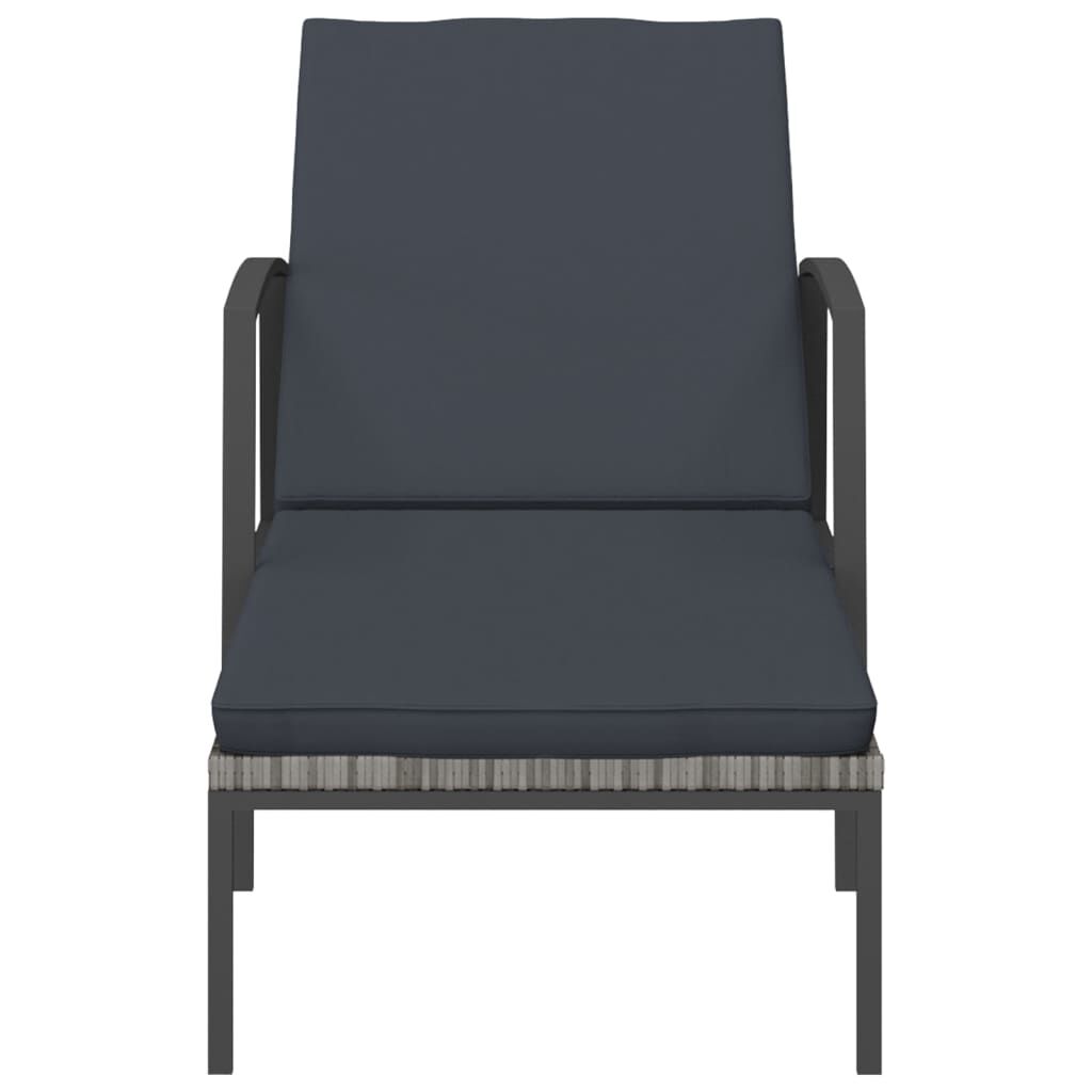 vidaXL Sun Loungers 2 pcs with Table Poly Rattan Grey