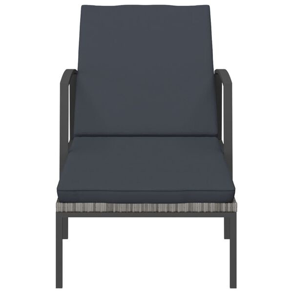 vidaXL Sun Loungers 2 pcs with Table Poly Rattan Grey