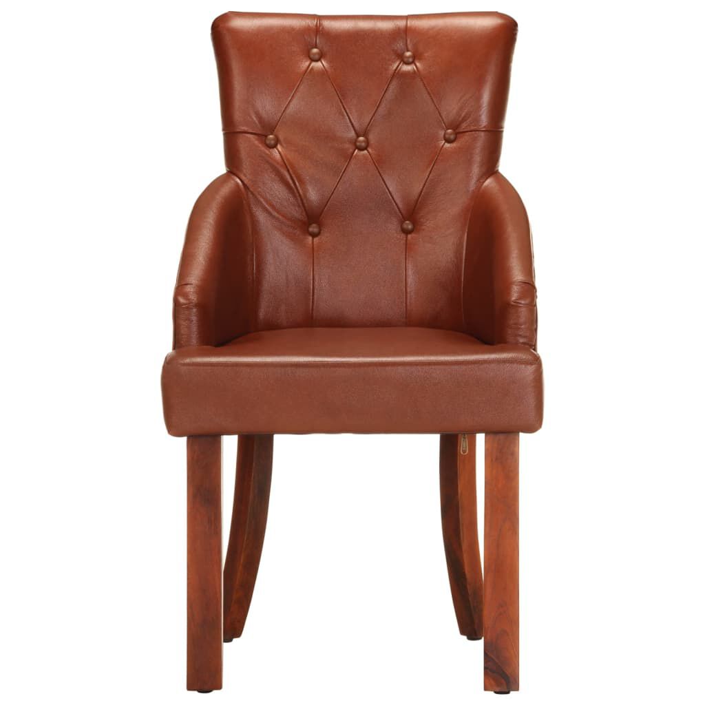 vidaXL Dining Chairs 2 pcs Brown Real Goat Leather