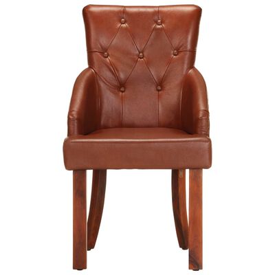 vidaXL Dining Chairs 2 pcs Brown Real Goat Leather, brown vidaXL Dining Chairs 2 pcs Brown Real Goat Leather