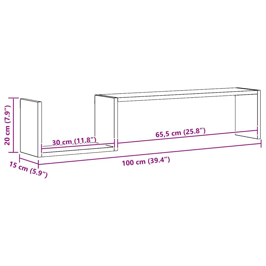 vidaXL Wall Shelf 2 pcs White 100x15x20 cm Engineered Wood