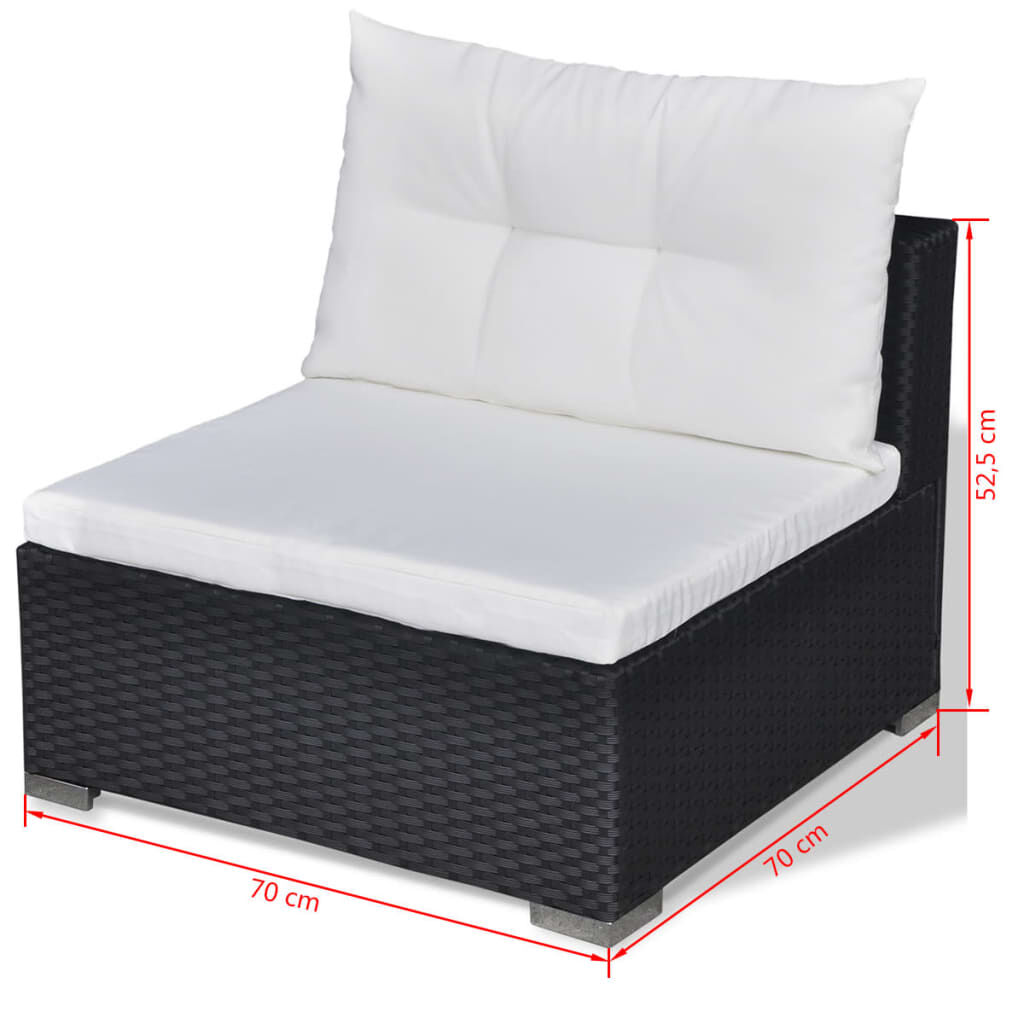 vidaXL 5 Piece Garden Lounge Set with Cushions Poly Rattan Black
