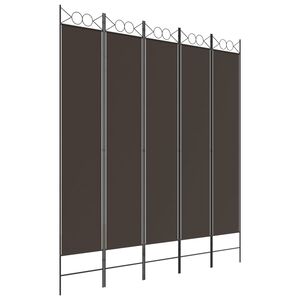 vidaXL 5-Panel Room Divider Brown 200x220 cm Fabric